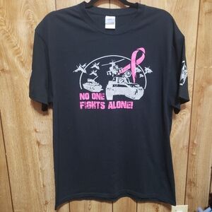 Breast Cancer Awareness black T-Shirt Women Lg Allegiance Outfitters Fights Alon